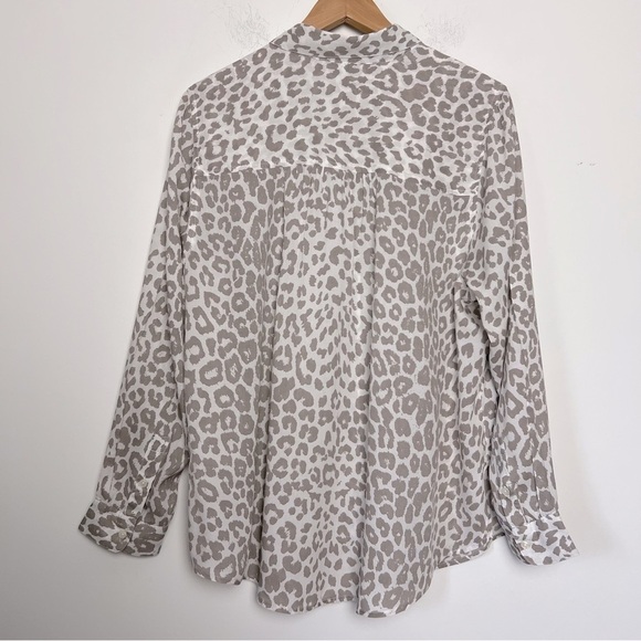 Lucky Brand Neutral Leopard Print Button-Up Lightweight Modal Shirt - Picture 10 of 12